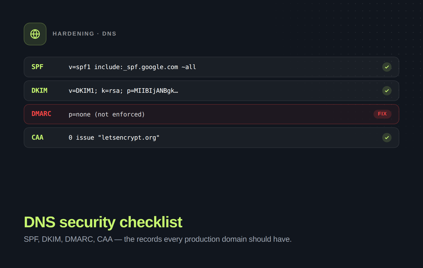 DNS security checklist